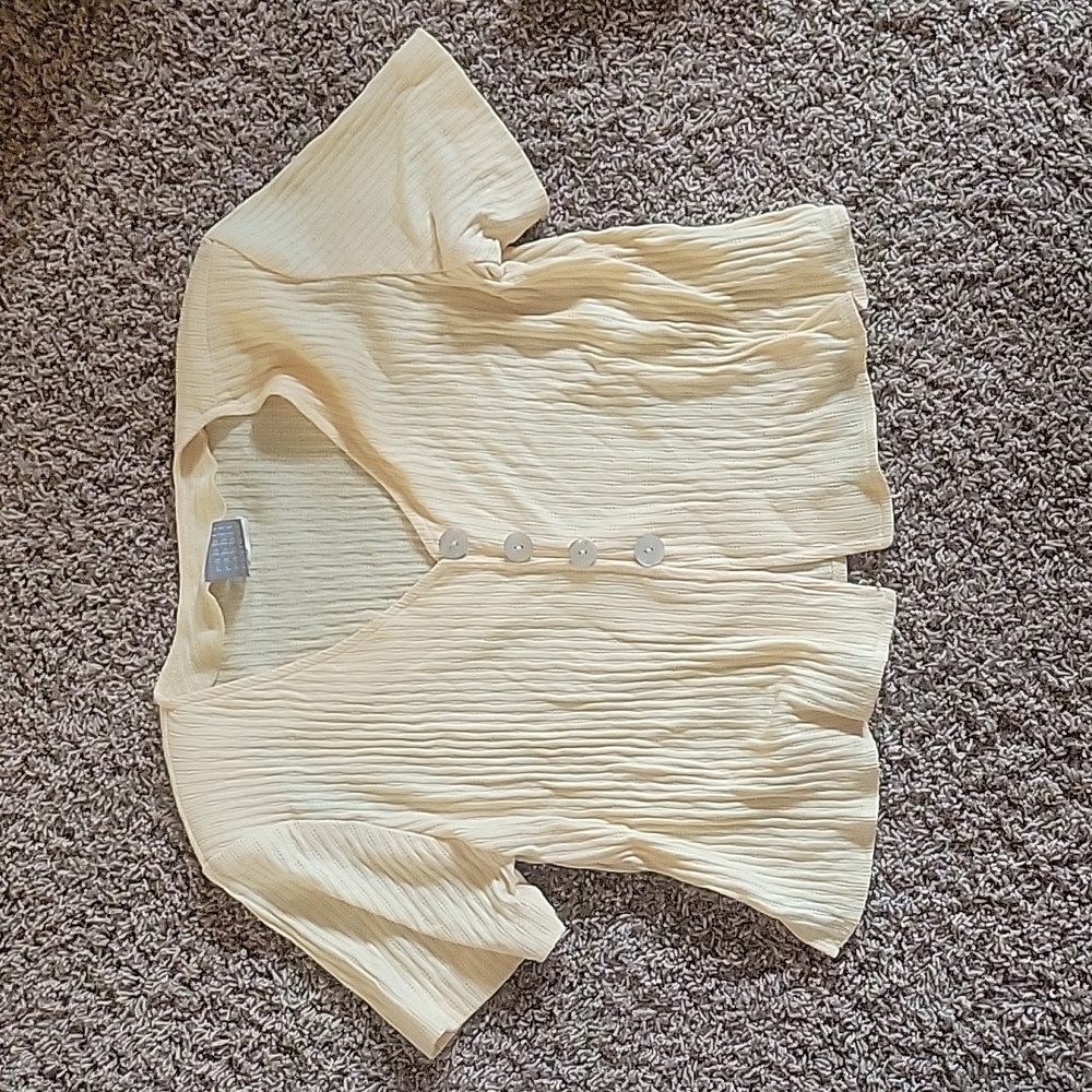Pastel Gold Yellow Rabbit Rabbit Rabbit Sweater Blouse with Shoulder Pads Small